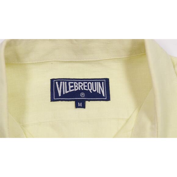 Vilebrequin Neon Yellow Button Up 100% Linen Shirt Medium - Picture 6 of 7